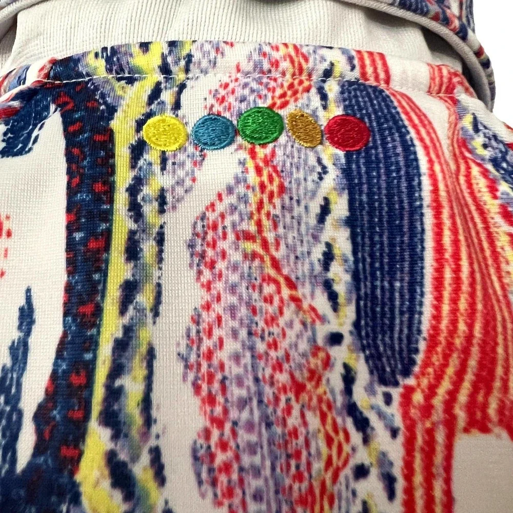 Coogi White & Multicolor Kaleidoscope Abstract Print Zip Front Jacket Small EUC - Picture 3 of 11